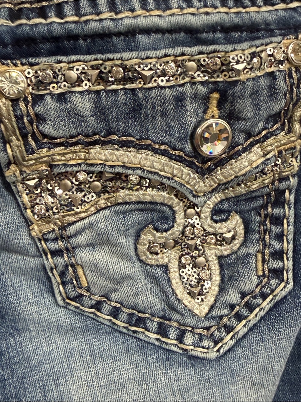 Rock Revival Embellished Bootcut Jeans Y2K Low Rise Size 25 - Picture 6 of 10